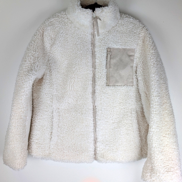 NWT Boundless North Womens Faux Fur Sherpa Jacket Coat Ivory Size Large‎ - Picture 1 of 10